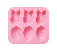 Moule à chocolat lapin de Pâques - Moule en silicone de lapin sans 6 grilles, œufs de Pâques pour la cuisson des gâteaux | Chocolats gelée de , fabrication de savon en cube