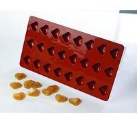 Moule à coeurs de pâte de fruits flexible en silicone La Brunoise - Rouge, 24 cœurs de 30 mm de diamètre