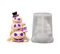 Moule à Crâne Halloween | Moule Réutilisable à Trois Couches avec Chapeau Haut-de-Forme - à Bonbons - Pour Pâtisseries Bonbons Gélifiés Savon Bougies Artisanat Fête Classe
