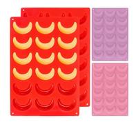 Moule À Croissant En Silicone Pour Croissants Français 3 Pièces Moule Antiadhésif 18 Cavités En Forme De Lune Moule Décoration Croissant Bonbons Chocolat Vanille Pour Biscuit, Fondant, Chocolat