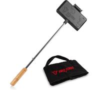 Moule À Croque-Monsieur Avec Sac De Transport Gaufrier En Fonte Pour Barbecue Rectangulaire, Long Manche Déjà Cuit Pour Feu Ouvert