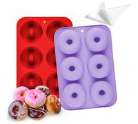 Moule A Donuts Silicone 2Pcs + 15 Poche a Douille Patisserie - Moule Donuts Antiadhésif pour Cake Factory - Mini Donuts Idéal pour Moules à Pâtisserie et Moule Gateau Silicone