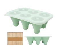Moule À Esquimaux - 6 Cavités à Démoulage Facile avec Couvercle - Moule en Silicone pour Bloc de Glace avec Bâtonnets | Pour La Pâtisserie Chocolat Mousse Brownie Fondant Gâteau Pudding