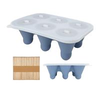 Moule À Esquimaux,6 Cavités à Démoulage Facile avec Couvercle - Moule en Silicone pour Bloc de Glace avec Bâtonnets - Pour Yaourt Jus Gâteau Truffes Desserts Gélifiés Fondant Caramel Mousse Au