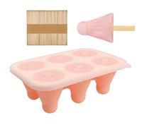 Moule À Esquimaux - 6 Cavités Anti Fuites Démoulage Facile - Moule À Glace En Silicone Avec Bâtonnets En Bois - pour Desserts Brownie Gâteau Mousse au Chocolat Pudding Fondant Yaourt Jus