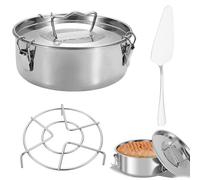 Moule à flan avec couvercle en acier inoxydable, panier vapeur et spatule inclus. Moule rond pour gâteaux, cheesecakes et puddings.