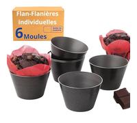 Moule à flan soufflé individuelles moules petit gateau pastel ramequins patisserie Rond | AntiadhéSif | Lot de 6 moules - Fabriqué en Europe