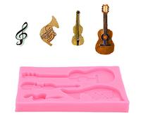 Moule à Fondant en forme de guitare, moules à bonbons musicaux en Silicone moule à chocolat rose bac à glaçons pour guitare pour décoration de cuisson de gâteau
