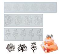 Moule à Fondant en Silicone - Gâteaux de Décoration Motif Forêt 3D Branches Feuillues Chocolat Accessoires Outillage Pâtisserie Gaufrer Cupcake Bonbons(3pcs Différents Modèles)