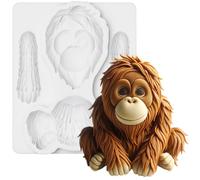 Moule à fondant en silicone pour décoration de gâteau en forme d'animal de la jungle orang-outan 9,1 cm de haut