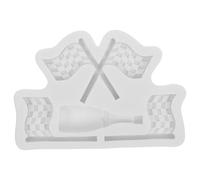Moule à Fondant Réutilisable Blanc en Silicone Drapeau de Course | Texture Détaillée, Usage Congélateur, pour Chocolat et Décorations Fondantes, Fêtes à Thème Motorsport