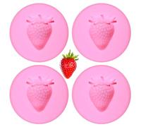 Moule à fraise 3D DIY - Moule à biscuits au chocolat - Moule en silicone - Quatre fraises - Moule en silicone - Fraise - Résine époxy - Moules en silicone pour décoration de gâteau DIY