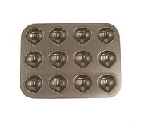 Moule à gâteau au beurre, riz, 12 cavités en forme de châtaigne en acier au carbone, anti-adhésif, moule à madeleine pour four, grille-pain à convection, finition dorée, 26 x 35 cm