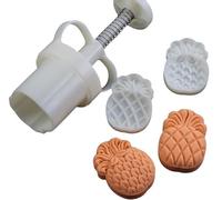 Moule à gâteau de lune, 2pcs Tampons à Biscuits en Forme d'Ananas, Festival de la Mi-Automne Fabricant Gâteau Lune Pression Manuelle Moule for Muffin Fondant Cupcake Dessert(4.6 * 3.2cm)