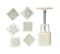 Moule à gâteau de lune 50g, 6 timbres à fleurs carrés, emporte-pièce, presse à main, gâteau haricots verts, pâtisserie, ustensiles de cuisson, autocollants décoratifs, bricolage