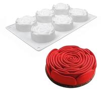 Moule à gâteau en mousse de silicone, ustensiles de cuisson Dessert Mousse DIY Chocolat Savon Bougie Moule, 6 Trous Stack Rose
