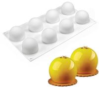 Moule à gâteau en mousse de silicone, ustensiles de cuisson Dessert Mousse DIY Moule à bougie de savon au chocolat, 8 trous Boule sphérique