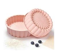 Moule à Gâteau en Silicone 20x6cm Design Tournesol Élégant Rose Poudré Lot de 2 Tapis de Cuisson pour Air Fryer Four Antiadhésif Moule à Manqué pour Pâtisserie