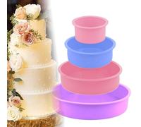 Moule à Gâteau en Silicone, 4 Pièces Moule à Gâteau Rond, 10 cm 15cm 20cm 25cm, Moule à Gâteau en Silicone Antiadhésif, Convient pour les Gâteaux de Mariage(Couleurs Mélangées)