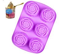 Moule à gâteau en silicone en forme de rose - Grand bloc de glace - 6 cavités - Passe au lave-vaisselle - Pour cocktails réfrigérés, whisky, jus faits maison