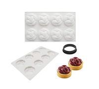 Moule à Gateau en Silicone, moules 3D pour Glace Chocolat Pâtisserie Dessert, Outil croustillant Rond en Plastique, 8 trous Forme de grains de café