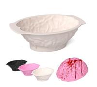 Moule à gâteau en silicone réaliste en forme de cerveau humain, 8,1 cm de profondeur, grand volume avec base de support, moule épais pour pudding d'Halloween, chocolat, fondant, bonbons, décorations