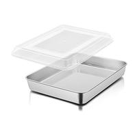 Moule à gâteau, Herogo,Plaque de cuisson profonde avec couvercle (26.5x20.6x5 cm),En acier inoxydable,Plaque à gâteau rectangulaire, brownie lasagna, finition miroir et passe au lave-vaisselle
