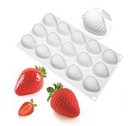 Moule à gâteau mousse française en silicone 3D fournitures de boulangerie bricolage chocolat savon bougie moule, 15 trous demi fraise