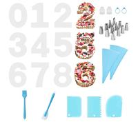 Moule à Gâteau Numéro 0-9, Moule à Gâteau Grands Chiffres, Ensemble de Moules à Gâteau Numéro, avec Outils de Décoration de Gâteau Accessoires pour le Four, pour Mariages Anniversaires (10 pouces)