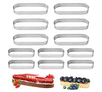 Moule à Gâteau Perforé, 12 pièces Moule à Anneau à Tarte Ovale en Mousse, Anneaux à tarte en Acier Inoxydable pour la Cuisson, pour la Fabrication de Mousse, Gâteau au Fromage, Biscuits, Tartes