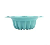 Moule à gâteau rond en silicone avec poignée, cannelé anti-adhésif pour la cuisson du pain et des gâteaux, résistant à la chaleur et passe au lave-vaisselle pour une utilisation facile (bleu)