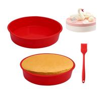 Moule a gateau rond en silicone de 20 cm, 2 pièces moule gateau rond avec brosse à huile, moule gâteau silicone, moule rond, moule à gâteau rond, moule à manqué, Silicone, Rouge
