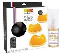 Moule à gâteau semi- rigide 9 demi-sphères + 1 poudre alimentaire irisée dorée Multicolore G