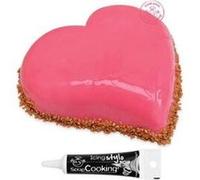 Moule à gâteau semi-rigide cœur + Stylo de glaçage noir Scrapcooking