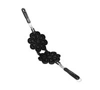 Moule à Gaufres Antiadhésif avec 2 Poignées en Acier Inoxydable, Moule à Pancake en Forme de Cœur Noir - Surface Durable, Prise Confortable, Usage Domestique