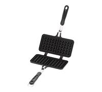 Moule à Gaufres en Fonte d'Aluminium, Gaufrier Manuel, Moule à Gaufres en Aluminium pour Cuisinière avec Revêtement Intérieur Antiadhésif et Poignée pour petit-déjeuner(20.5x10.5cm)