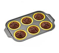 Moule à Gaufres en Silicone, Moules À Muffins Réutilisables 6 Cavités, Moule Plateau de Cuisson, Pour Four, Friteuse À Air, Cuisson, Œuf, Chocolat, Hamburger, Dessert,