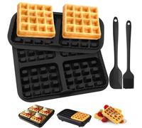 Moule à Gaufres Silicone Complet 4 Pièces Alimentaire four Friteuse | Compatible Friteuse 5 à 8L Four Micro Ondes avec Spatule et Pinceau Accessoire Friteuse à Air Chaud Alimentaire Réutilisable
