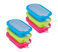 Relaxdays moules à Glace, Lot de 6, pour Glace à l'eau et crème glacée, Moule Sucette glacée, Silicone, Vert/Bleu/Rose