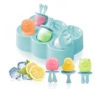 Moule à Glace Bébé, Shyllin 6 Moule à Glace en Silicone avec Bâtonnets, Moule Glace Esquimaux, Moules à Popsicle Réutilisable, Glace a l'eau, pour DIY Sucettes Crèmes Glacées Sorbet