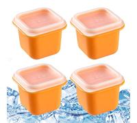 Moule À Glace Bloc | Bac À Glaçons Avec Couvercle - Moule en Silicone 4x Démoulage Facile pour Congélateur, Camping-Car, Cuisines Pro et Extérieur