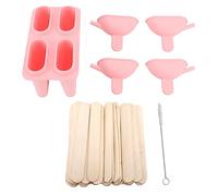 Moule À Glace En Silicone, Kit DIY Pour Crèmes Glacées Avec 50 Bâtonnets, Moules Multi - Usages Pour Sorbets Et Jus, Ensemble Portable Avec Brosse De Nettoyage Pour Cuisine Familia (Rose)