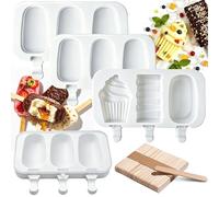 Moule à Glace en Silicone,Moule à Esquimaux,Ice Cream Moules,Ice Pop Mold,Popsicle Ice Maker,Moule Cake sans BPA,DIY Fait à la Main Crème Glacée pour Enfants et Adultes+50 pcs Bâtons En Bois