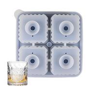 Moule à glace en silicone, moule de bac à glace,4 cavités à 4 cavités gelone pour cube jaloux | Moule portatif pour machine à glaçons avec couvercle d'entonnoir pour boissons, whisky