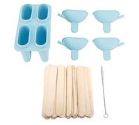 Moule à glace en silicone, sorbetière avec 50 bâtonnets en bois, moule portable pour congélateur DIY, idéal pour préparer des popsicles maison, du jus et des sorbets, lot de 5 (Bleue)