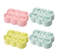 Moule à Glace Forme Animale 3d en Silicone, 4 Ensembles | PP et Silicone, Facile à Nettoyer Utiliser, Portable pour Glace Maison, Style Mignon