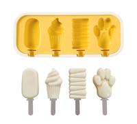 Moule à Glace,Forme D'animaux et De Fruits Silicone Ice Cream Moulds,Réutilisable, Avec Couvercle,pour DIY Popsicles, Crèmes Glacées (Jaune)