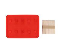 Moule à glace glacée en gel de silice à 10 cellules avec 50 bâtonnets, sûr, durable, non toxique, pour glaces faites maison, rouge blanc rose en option 20,5 x 14,8 x 10,3 cm (Rouge)