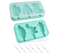 Moule à glace | Moules à sucettes glacées en silicone pour enfants, moule crème glacée dégagement facile, formes de dinosaures d'avion mignonnes avec bâtons réutilisables 2 pièces vert