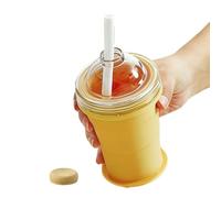 Moule à glace - pliable réutilisable anti-goutte avec couvercle de paille, 325 ml, moule à glace - pour lait bière, boissons non alcoolisées, cocktails maison